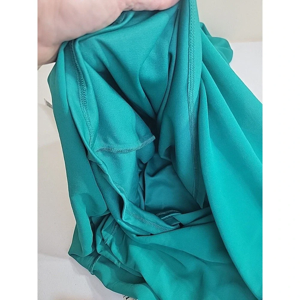 NWT Maurices Maxi Dress Boho Beaded Halter Neck Evening Gown Teal Green Large